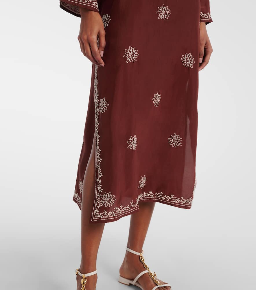 Floral embroidered silk tunic