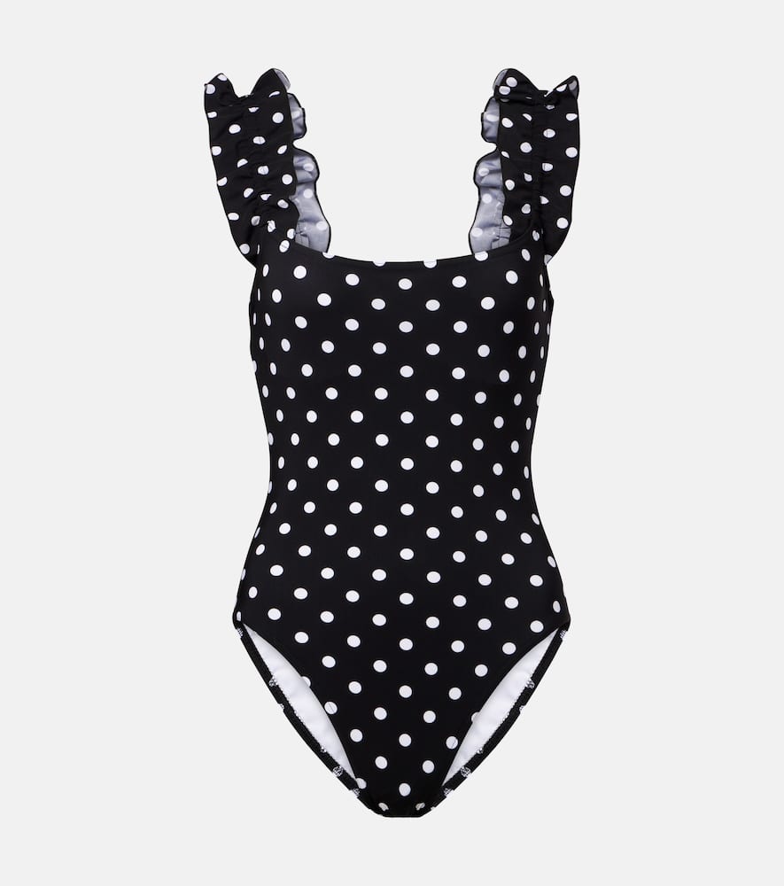 Polka-dot ruffled swimsuit