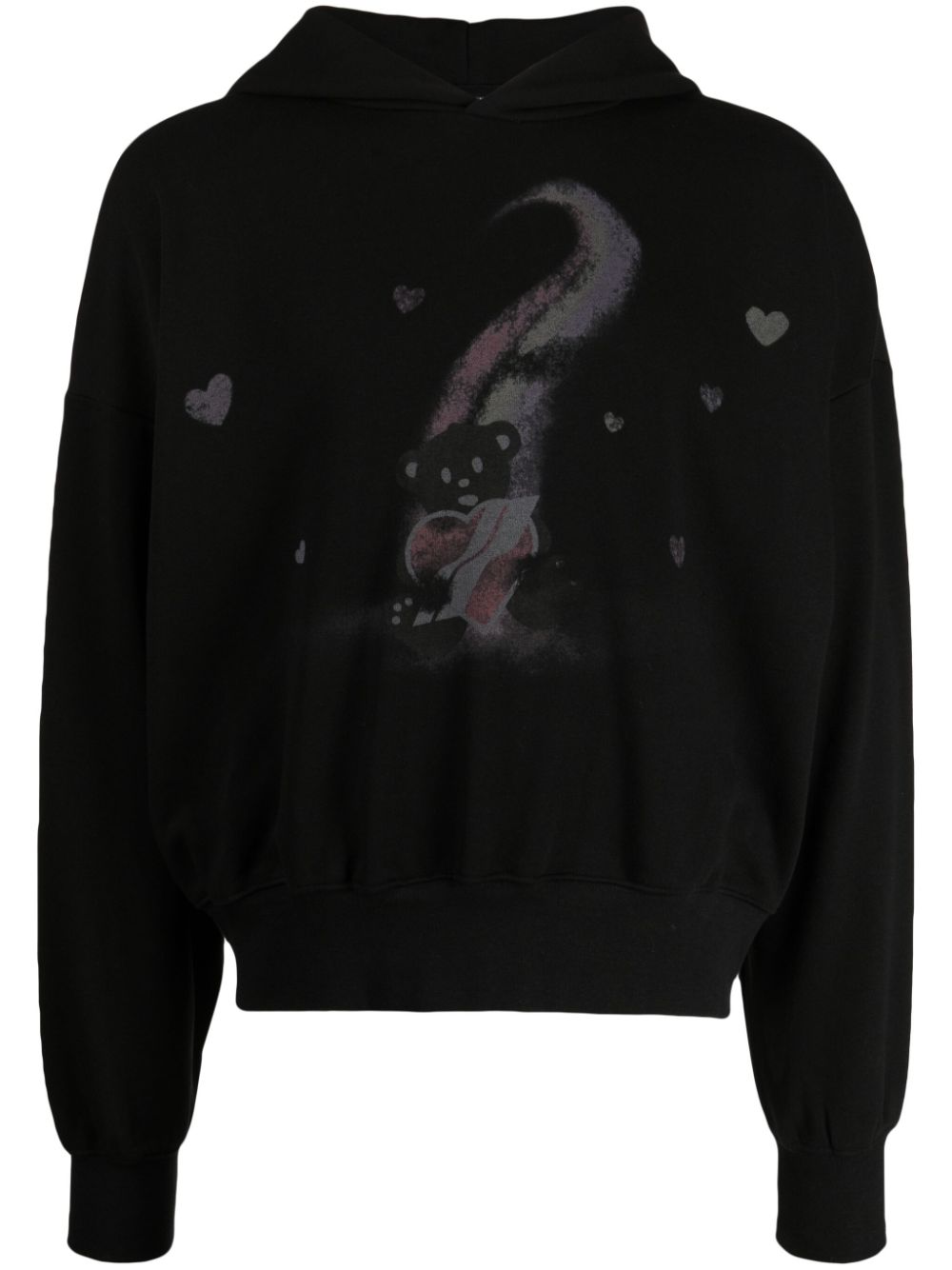 Logo-print long-sleeve hoodie - BLACK