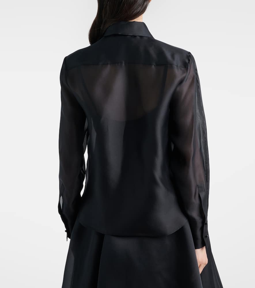 Agi embellished floral-appliqué silk blouse