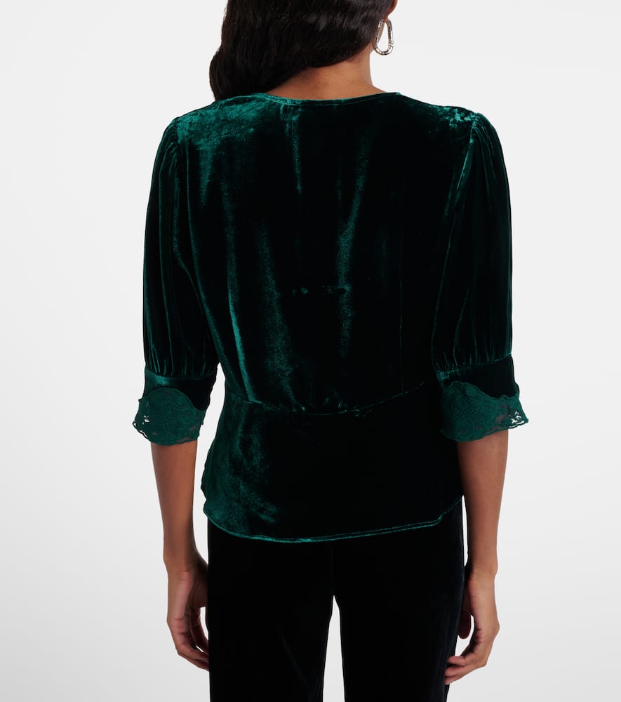 Amanda lace-trimmed velvet top