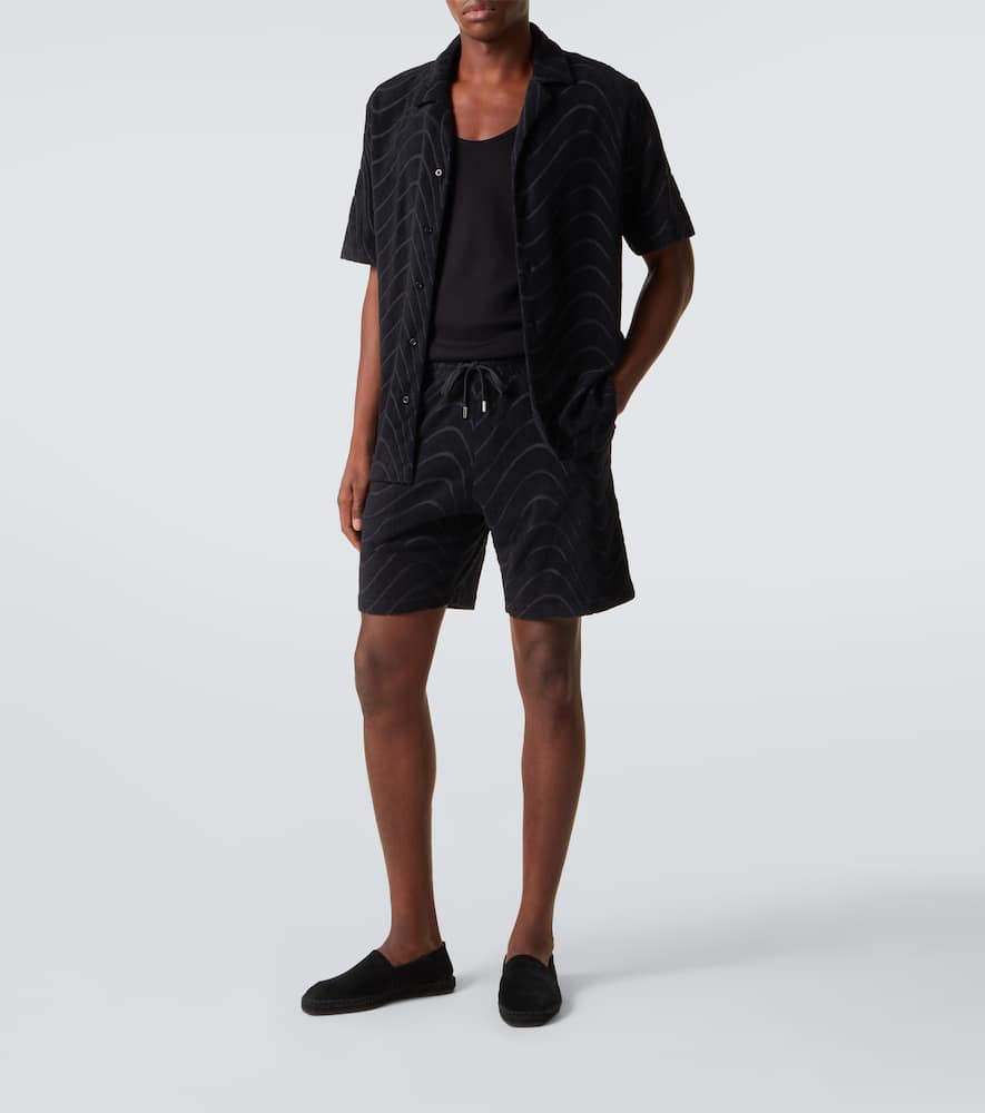 Embroidered cotton-blend terry shirt