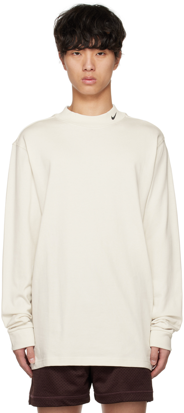 Beige Rib Long Sleeve T-Shirt