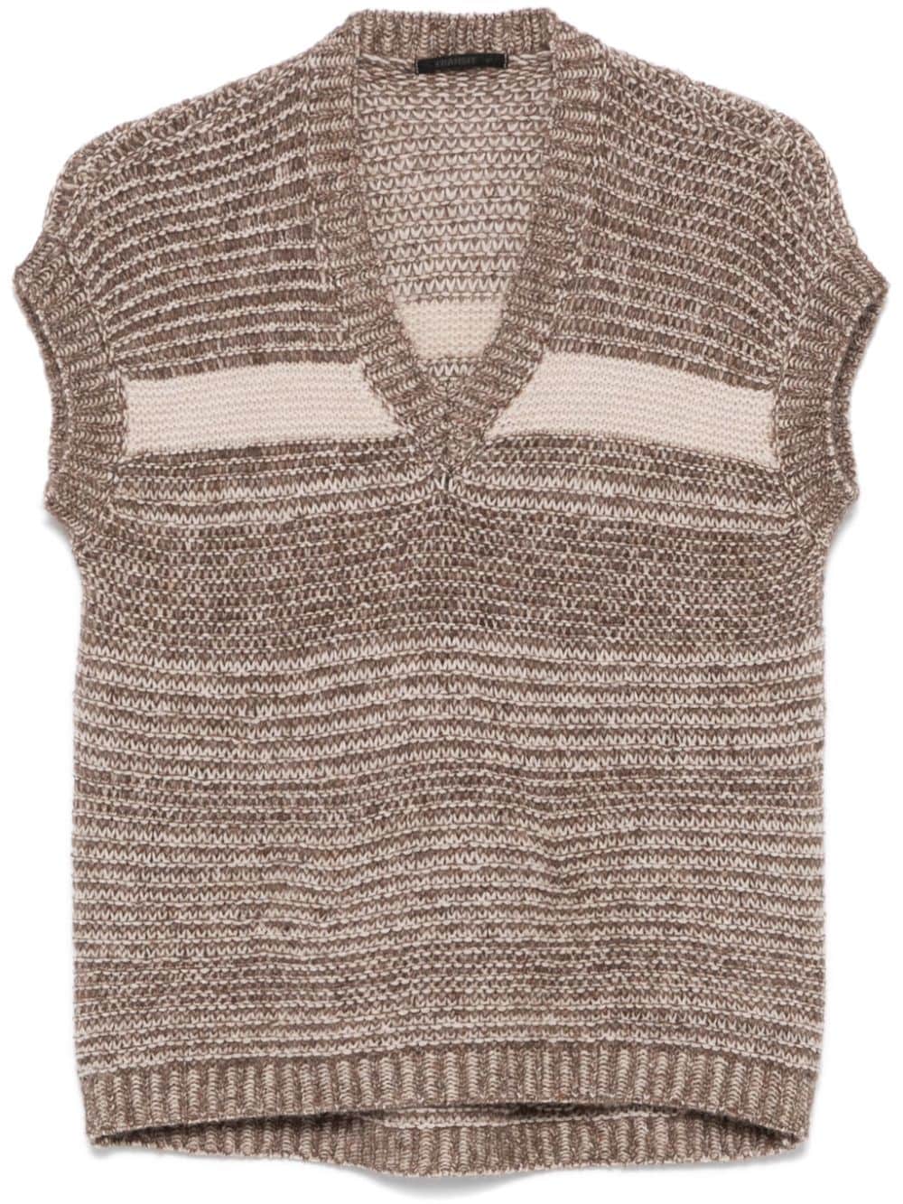 Ribbed-knit vest - Brown