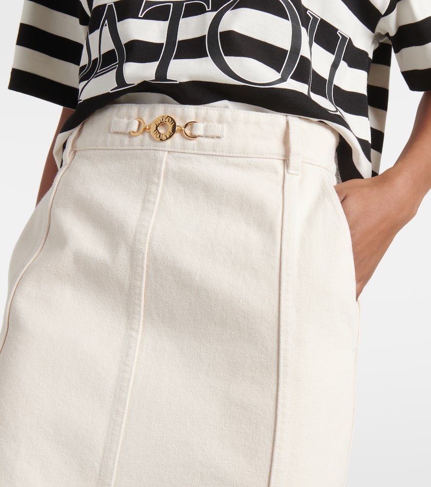 High-rise denim maxi skirt