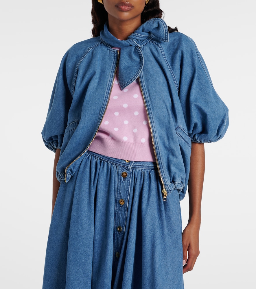 Tie-neck denim jacket