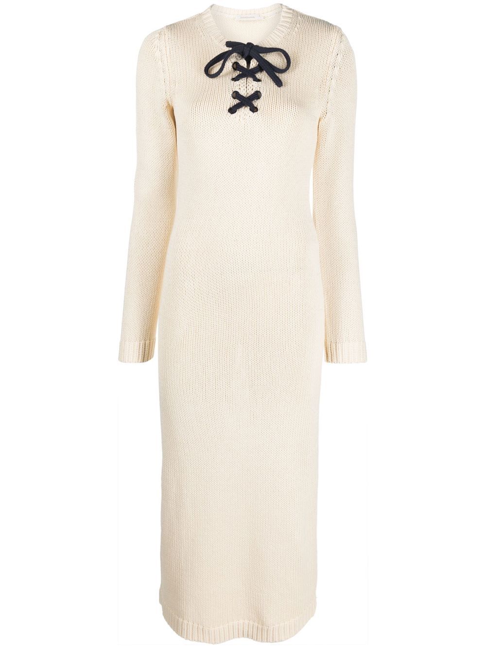High Tide lace-up knitted dress - Neutrals