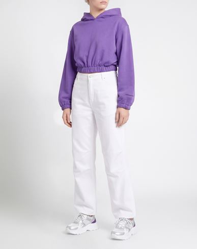 Woman Sweatshirt Purple Size S Cotton, Elastane