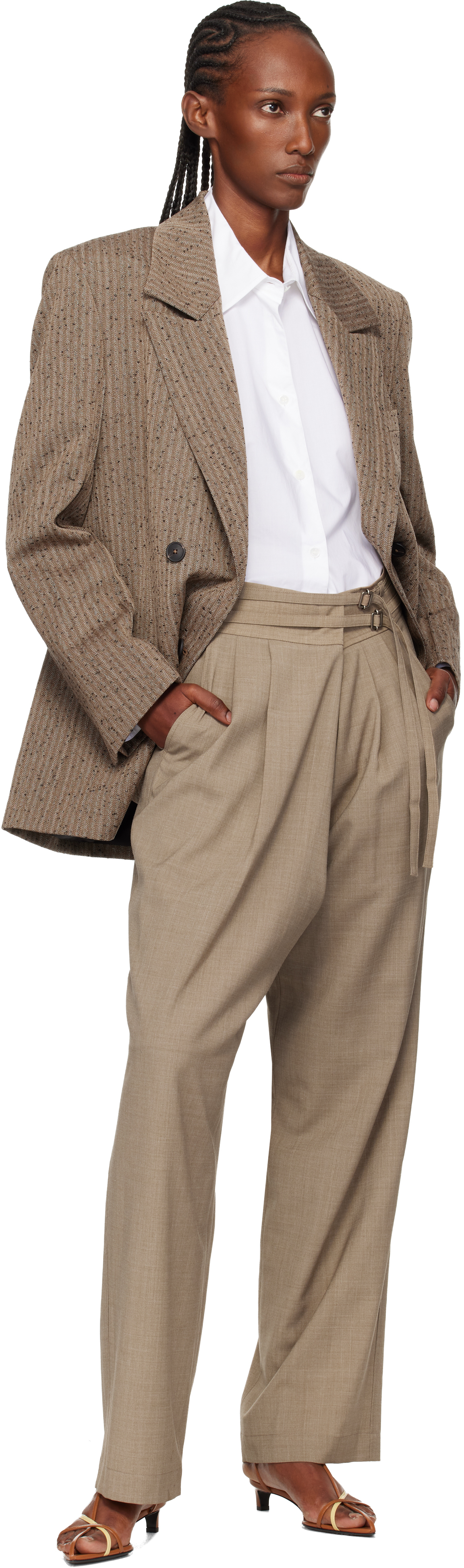 Brown Double-Breasted Blazer
