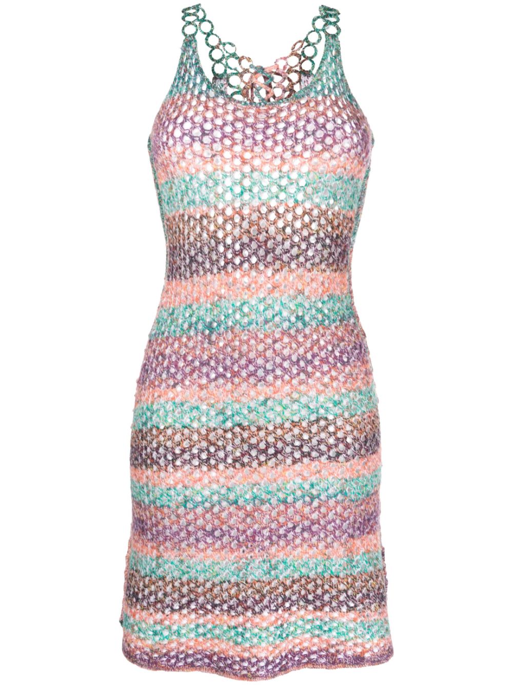 Crochet-knit wool minidress - Green