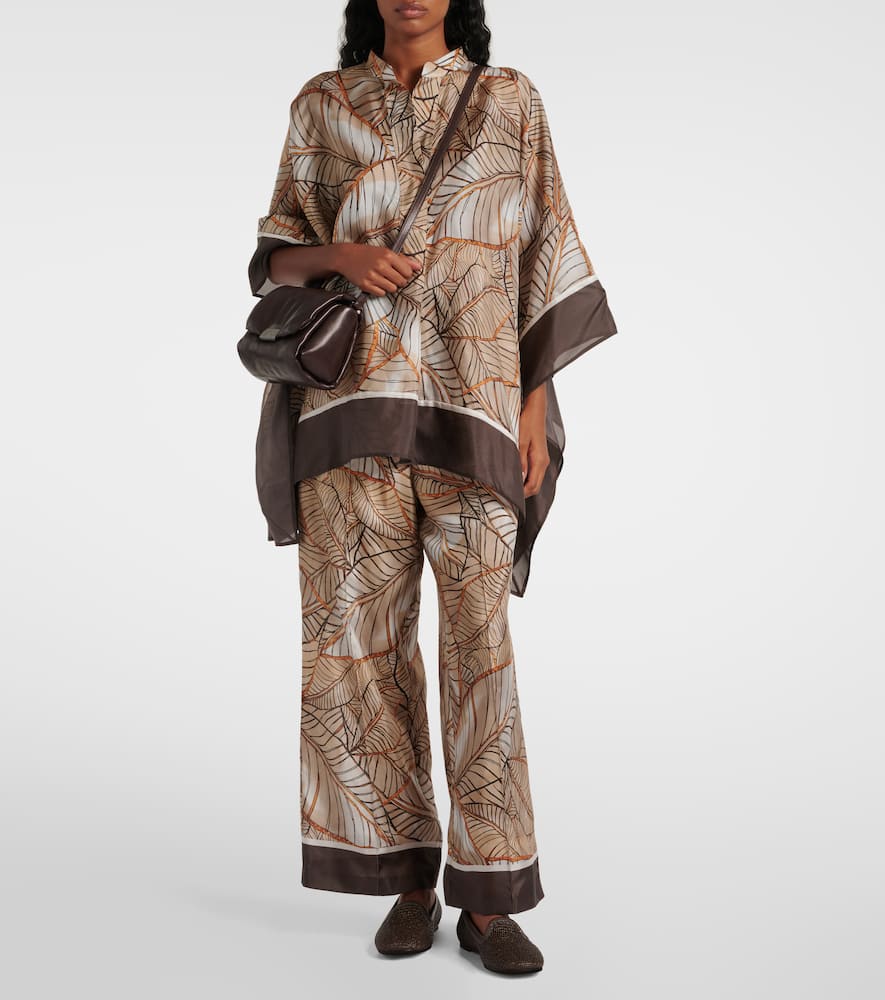 Printed silk wide-leg pants