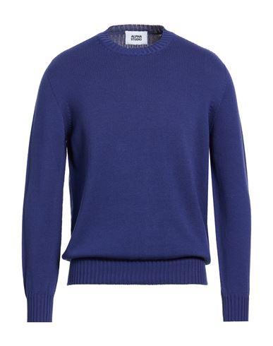 Man Sweater Bright blue Size 38 Cotton