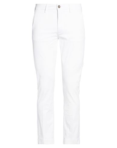 Man Pants White Size 34 Cotton, Elastane