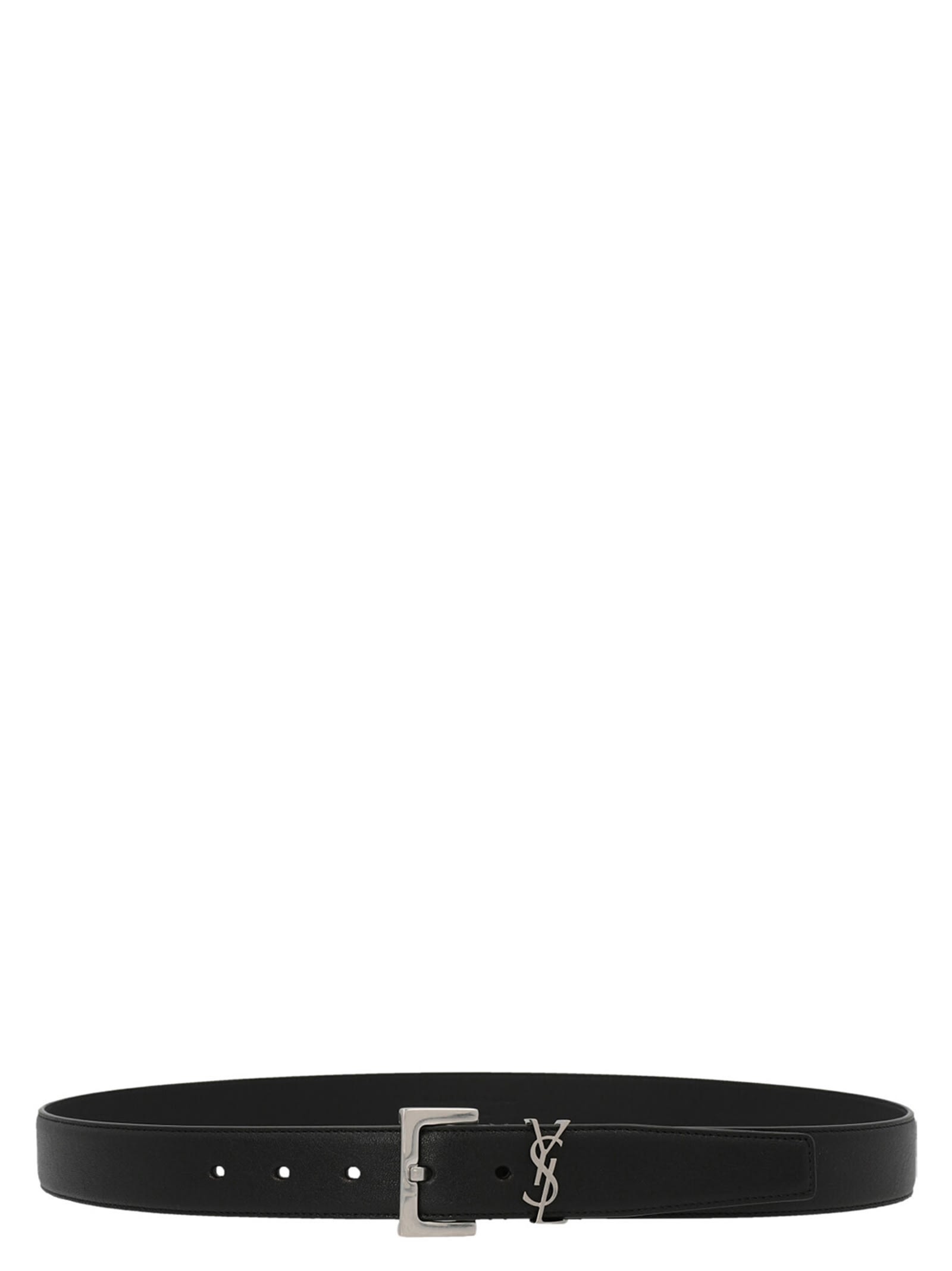 Monogram-plaque buckled belt