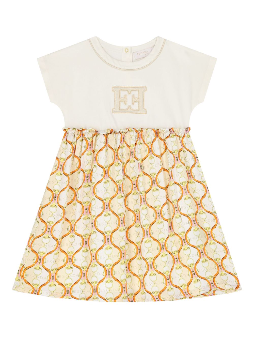 Escada Kids logo-embroidered smock dress - White