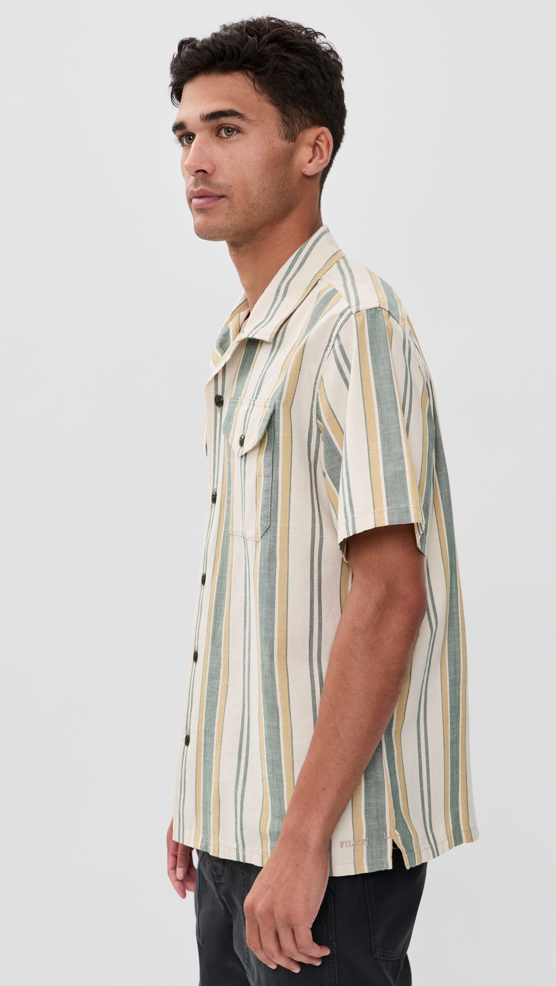 Short Sleeve Chambray Camp Shirt Natural/Khaki