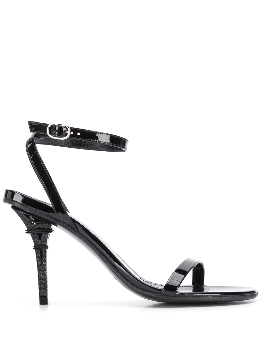 Eiffel Tower ankle strap sandals - Black