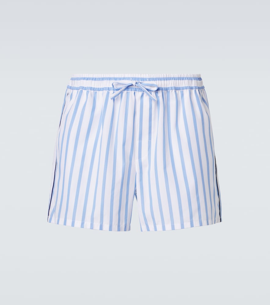 Striped cotton and silk poplin shorts
