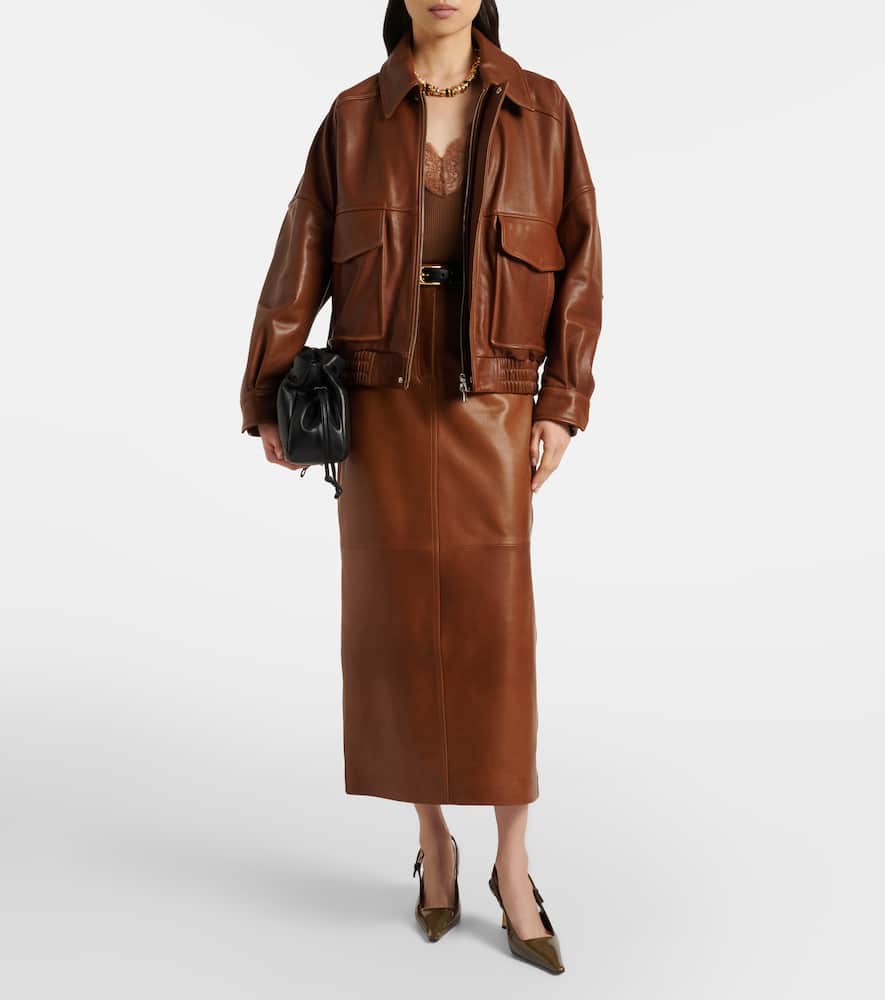 Ghalia leather pencil skirt