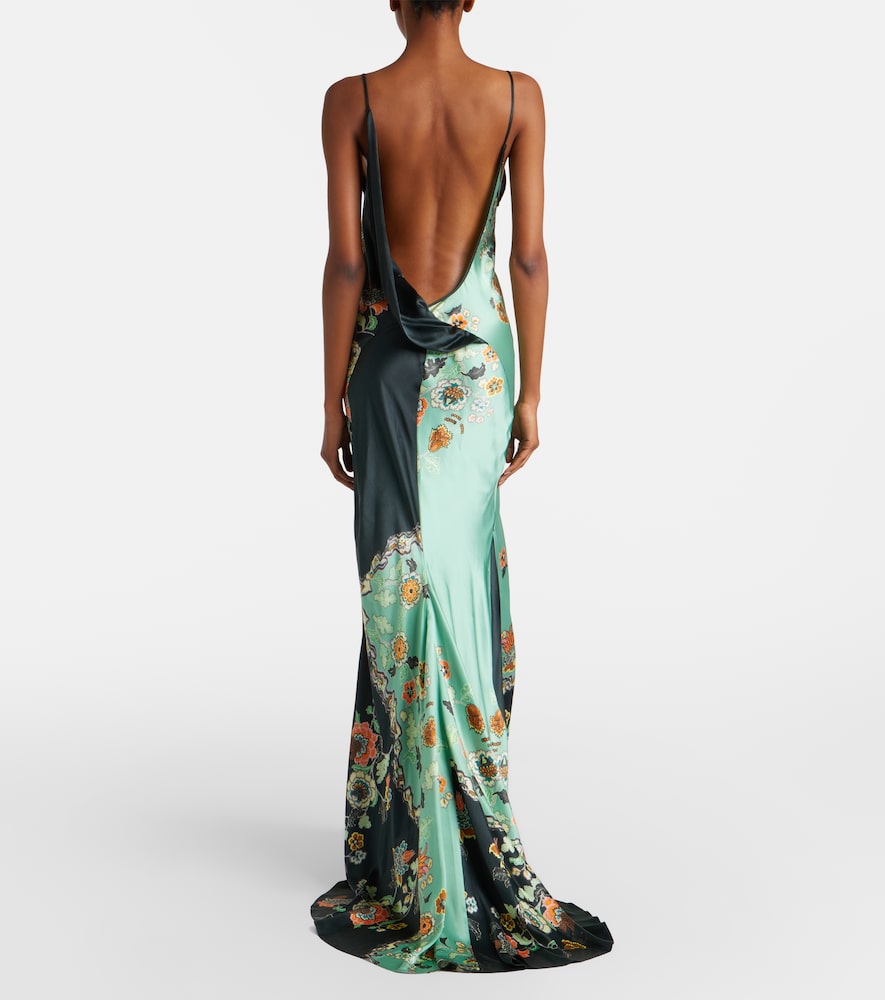 Floral silk satin gown