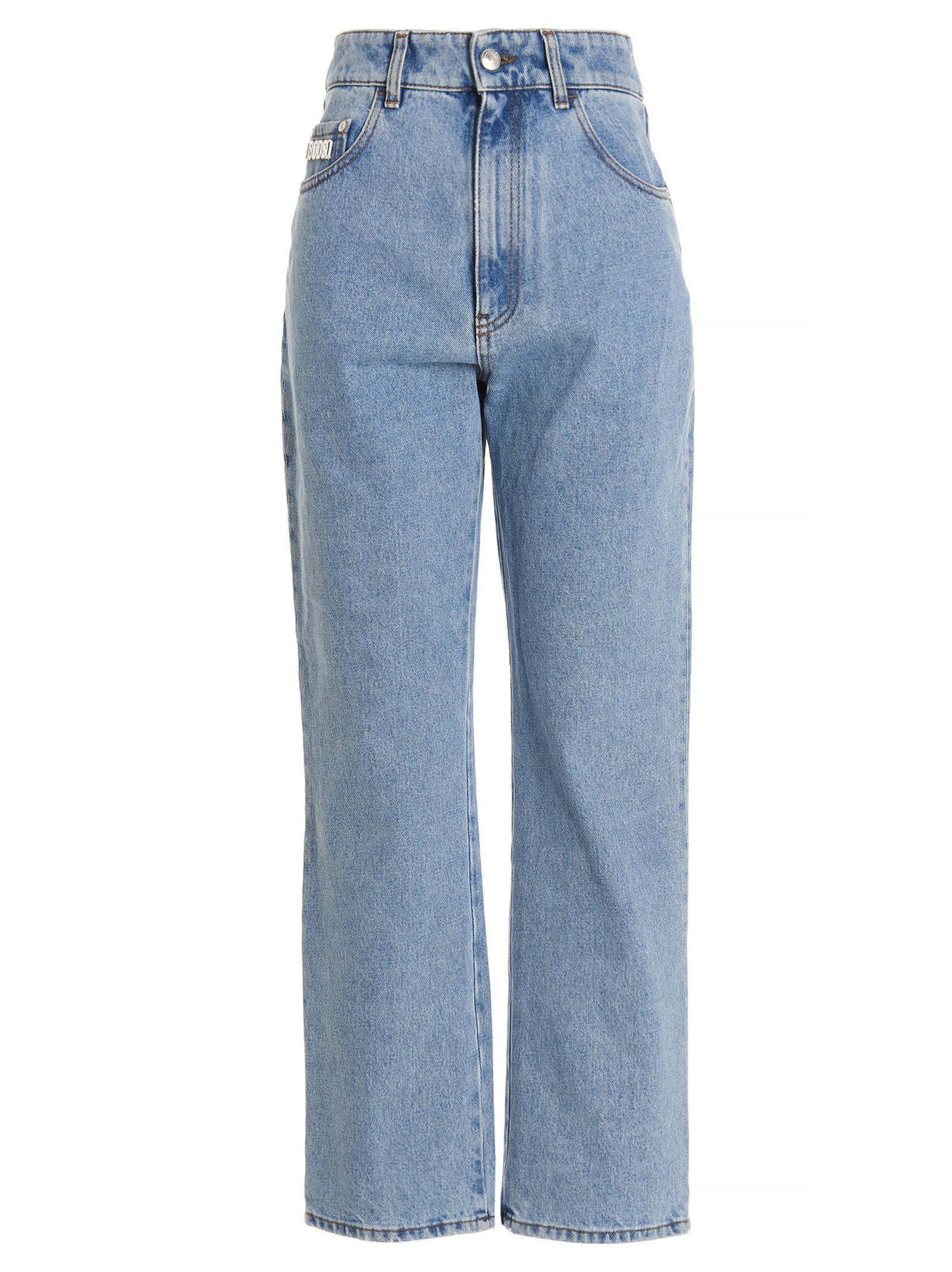 Crystal logo-embellished cropped jeans