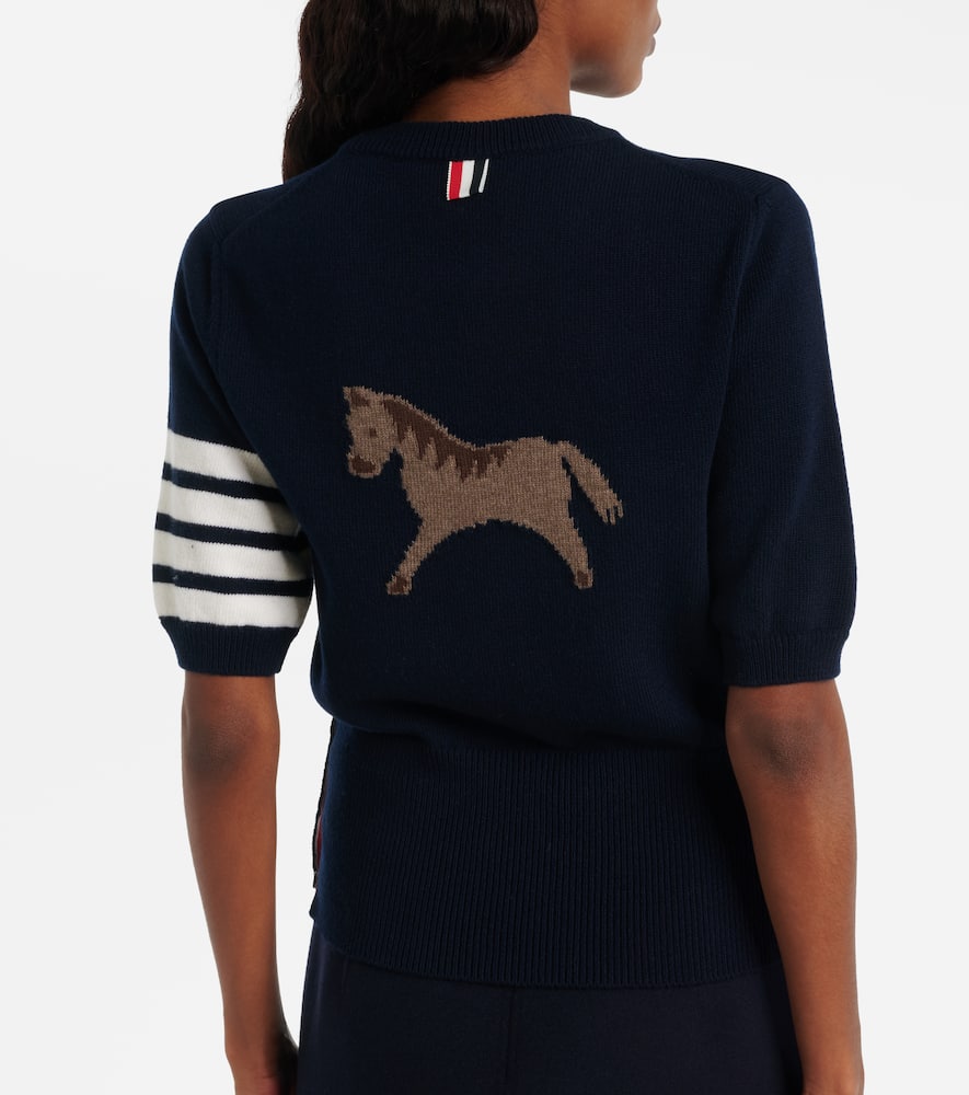 4-Bar knitted virgin wool sweater