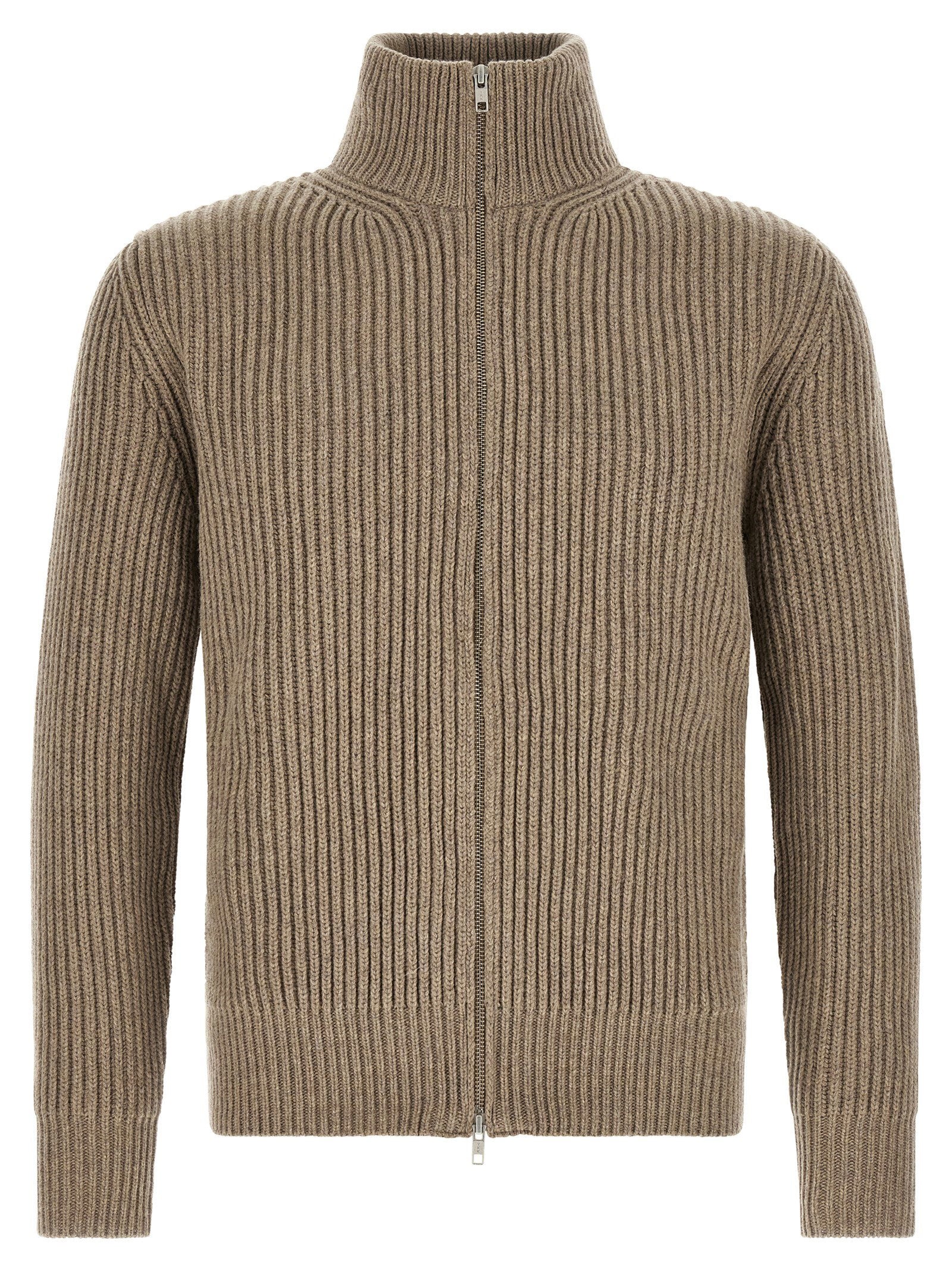 Ribbed Wool Blend Jacket — Beige