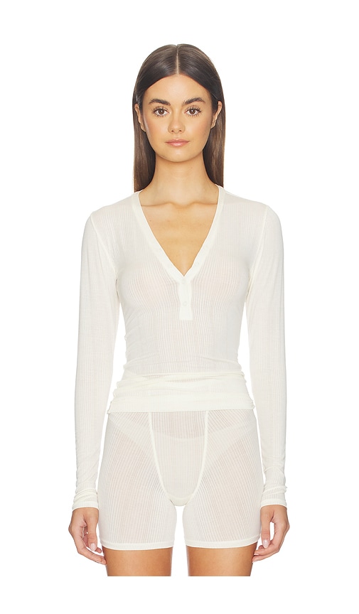 Negative Underwear Whipped Henley in Cream - Cream. M also in L, S