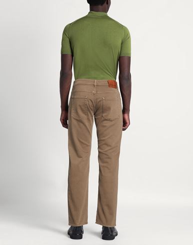 Man Pants Dark brown Size 33 Cotton, Elastane