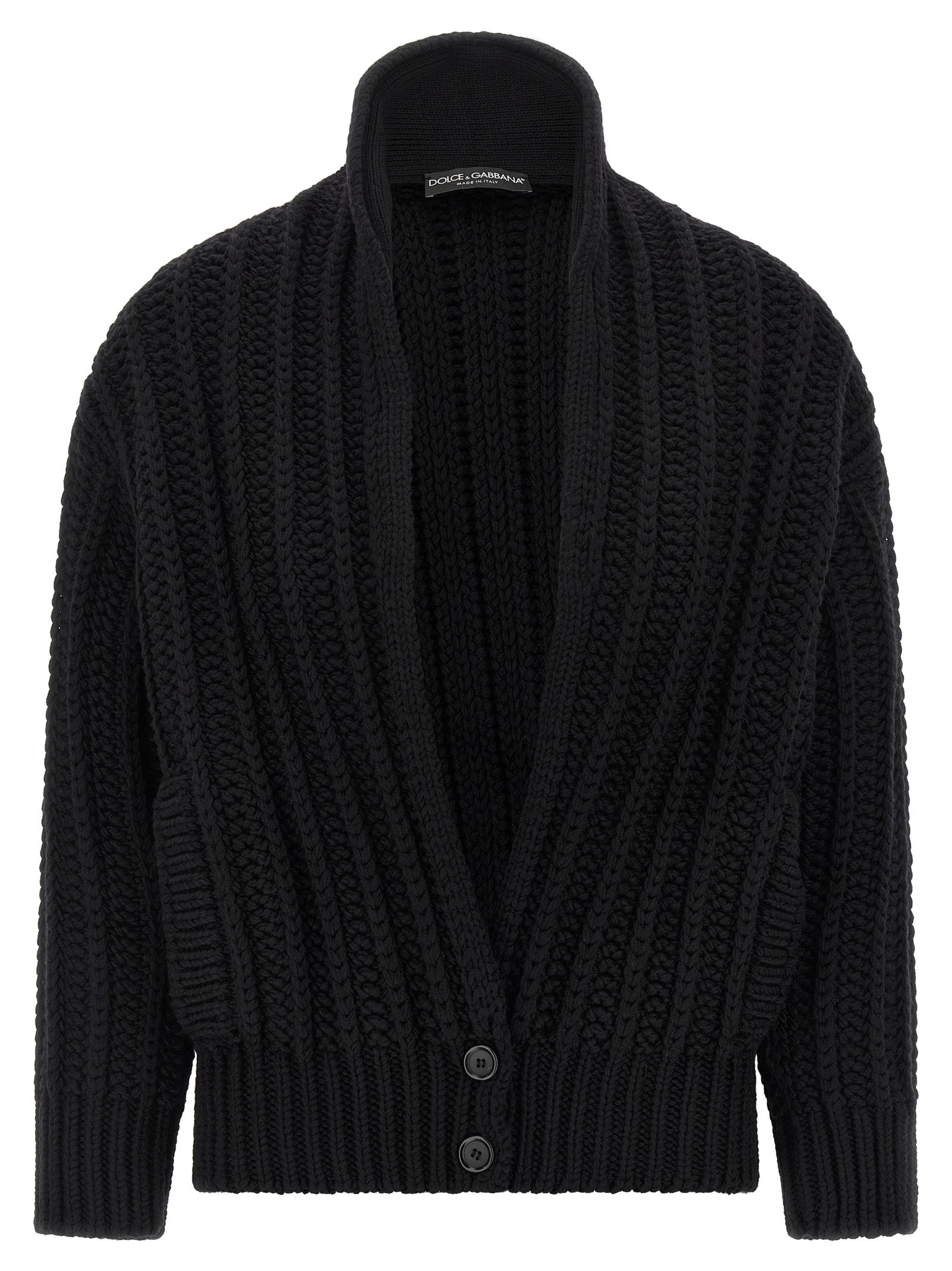 Virgin Wool Cardigan — Black