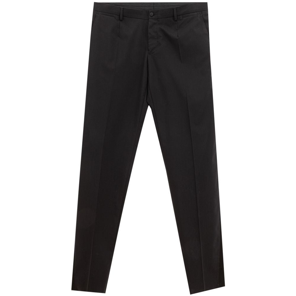 Wool Tuxedo Trousers — Black