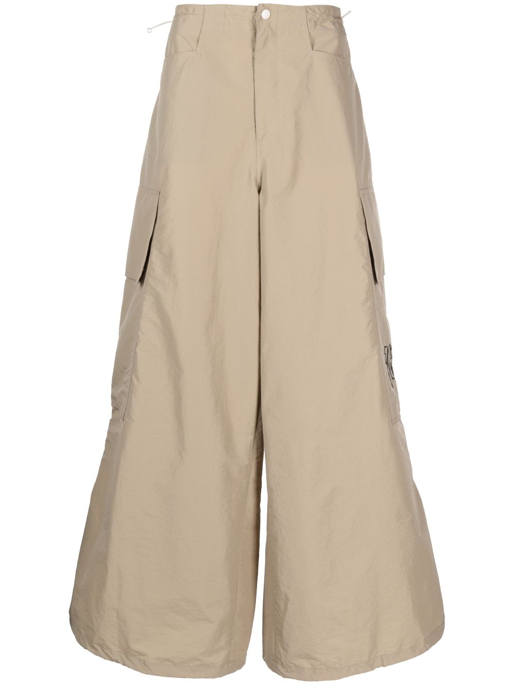 PA Monogram-embroidery wide-leg trousers - Neutrals