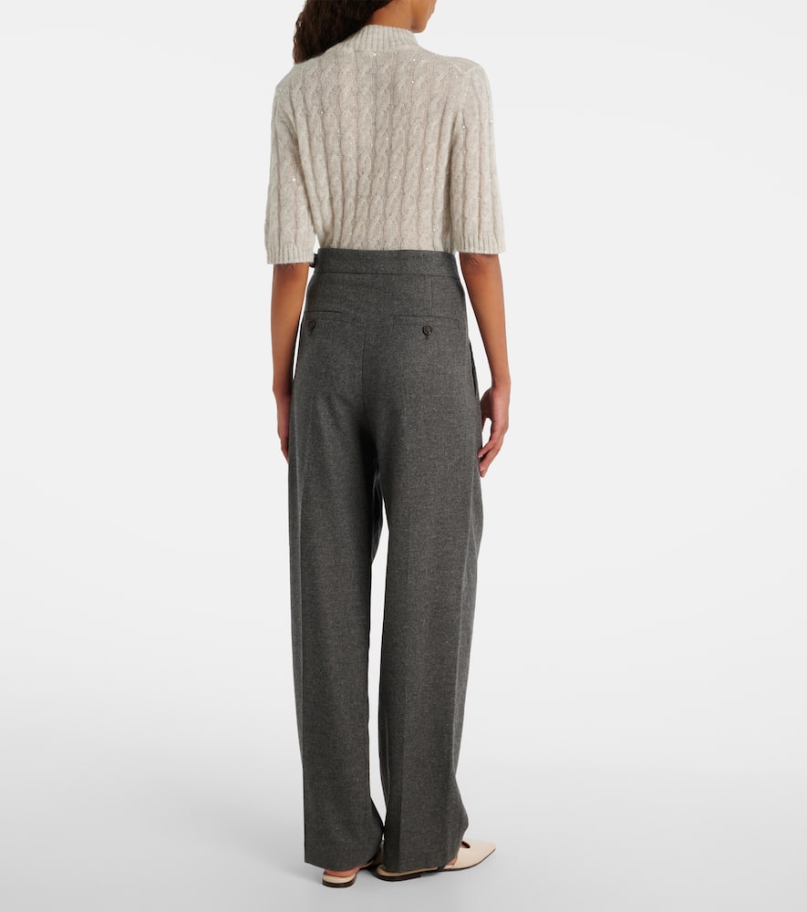 Pleated wool and cashmere wide-leg pants