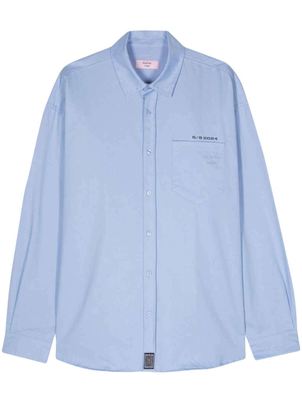 Embroidered-logo cotton shirt - Blue