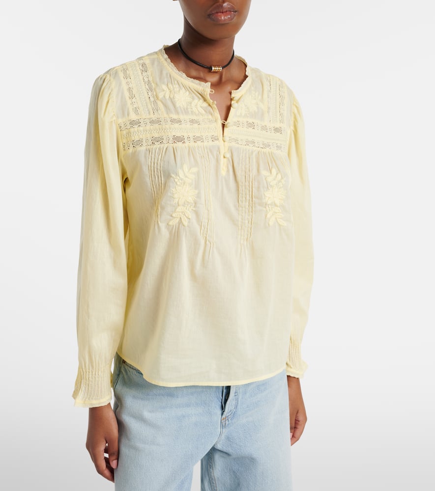 Byrdie lace-trimmed cotton blouse