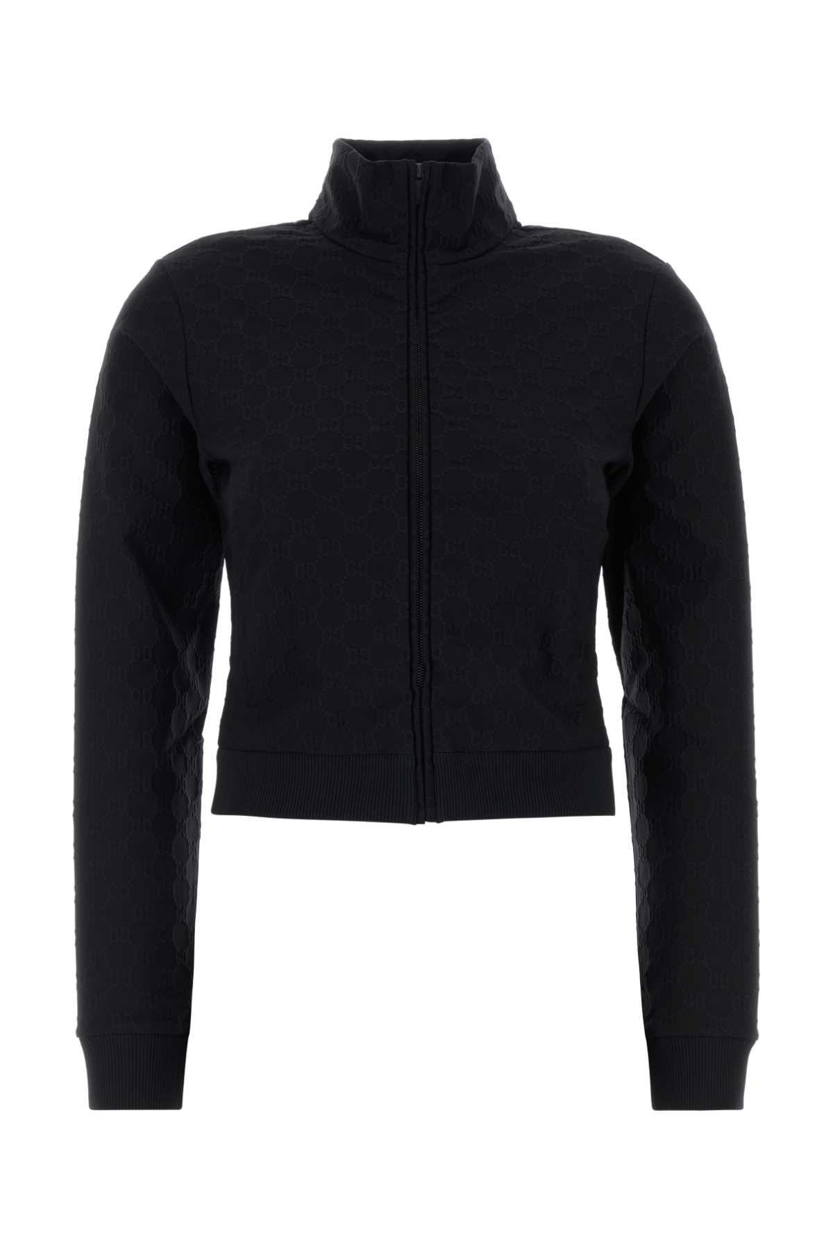 GG Jacquard Nylon Cardigan — Black