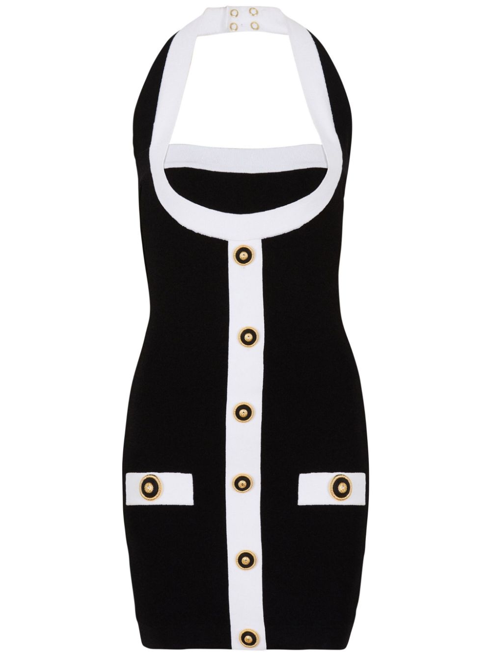 Two-tone knitted mini dress - Black