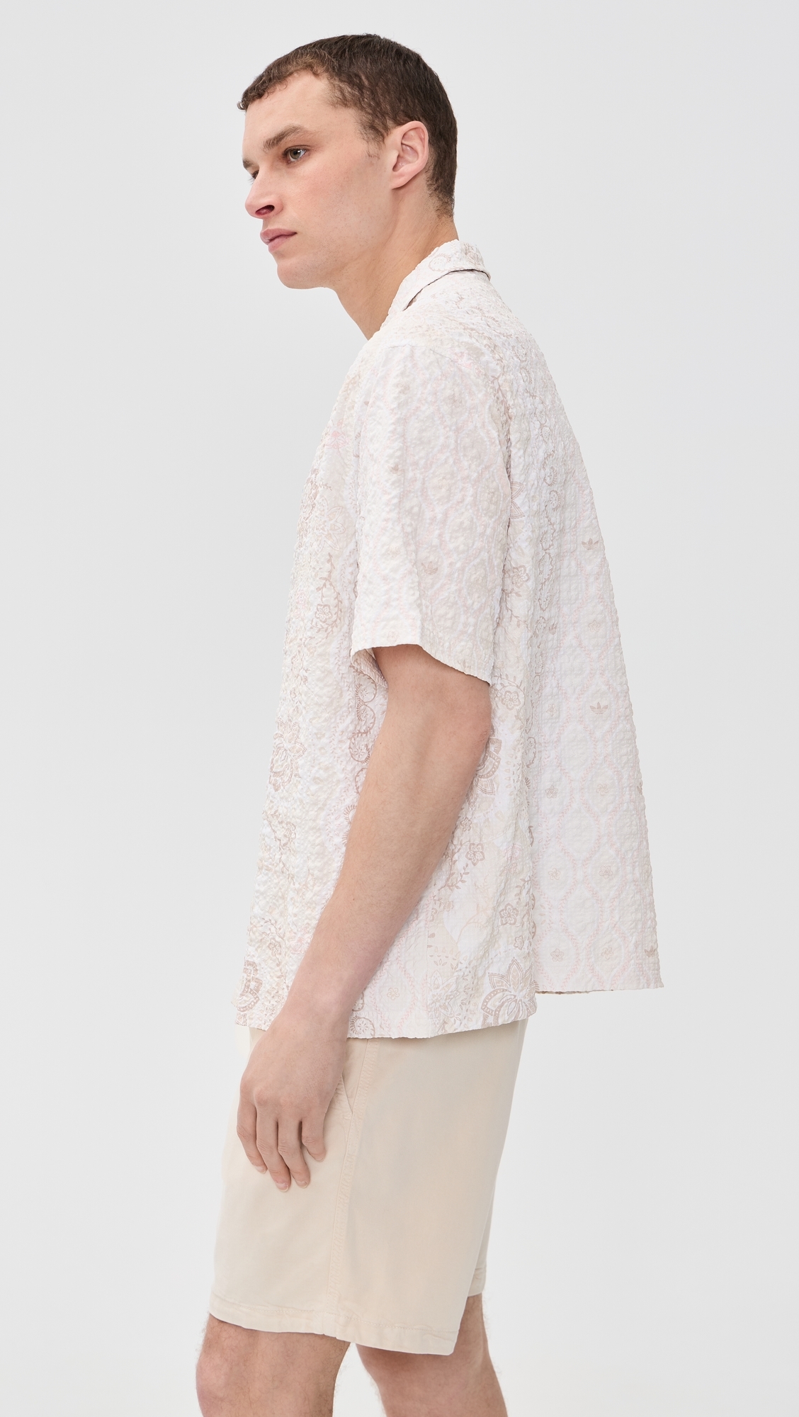 Printed Seersucker Resort Shirt Blue