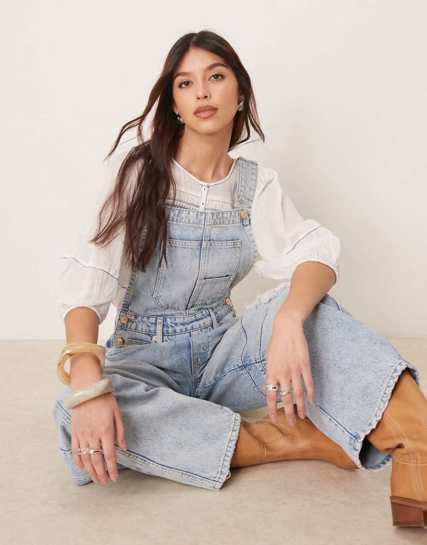 Good luck denim overalls in going steady blue