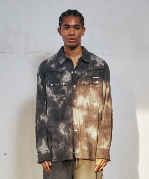 RAW WASHED VERTICAL SHIRTS KHAKI