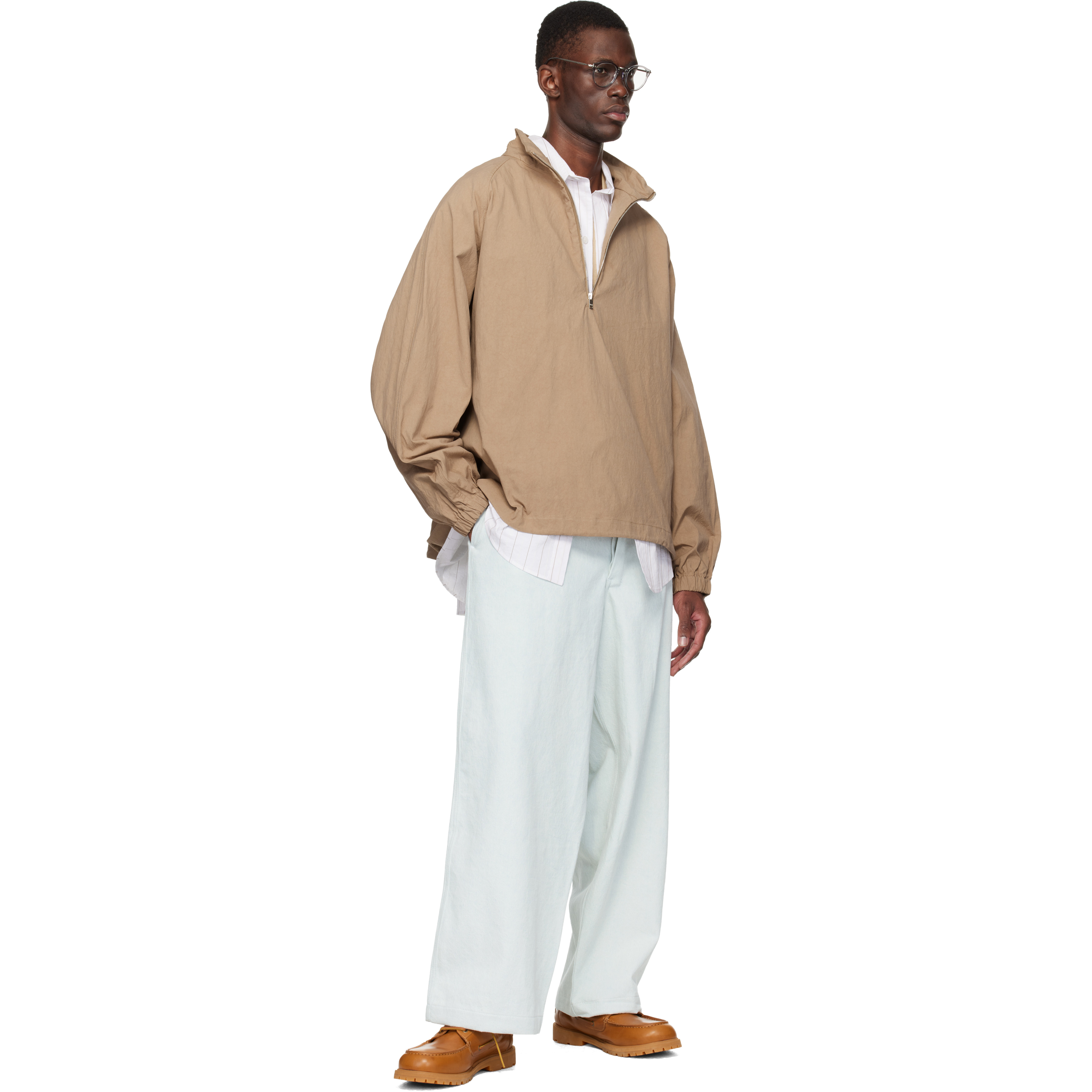 Beige Half Zip Raglan Jacket