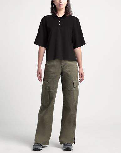 Woman Polo shirt Black Size XL Cotton, Elastane
