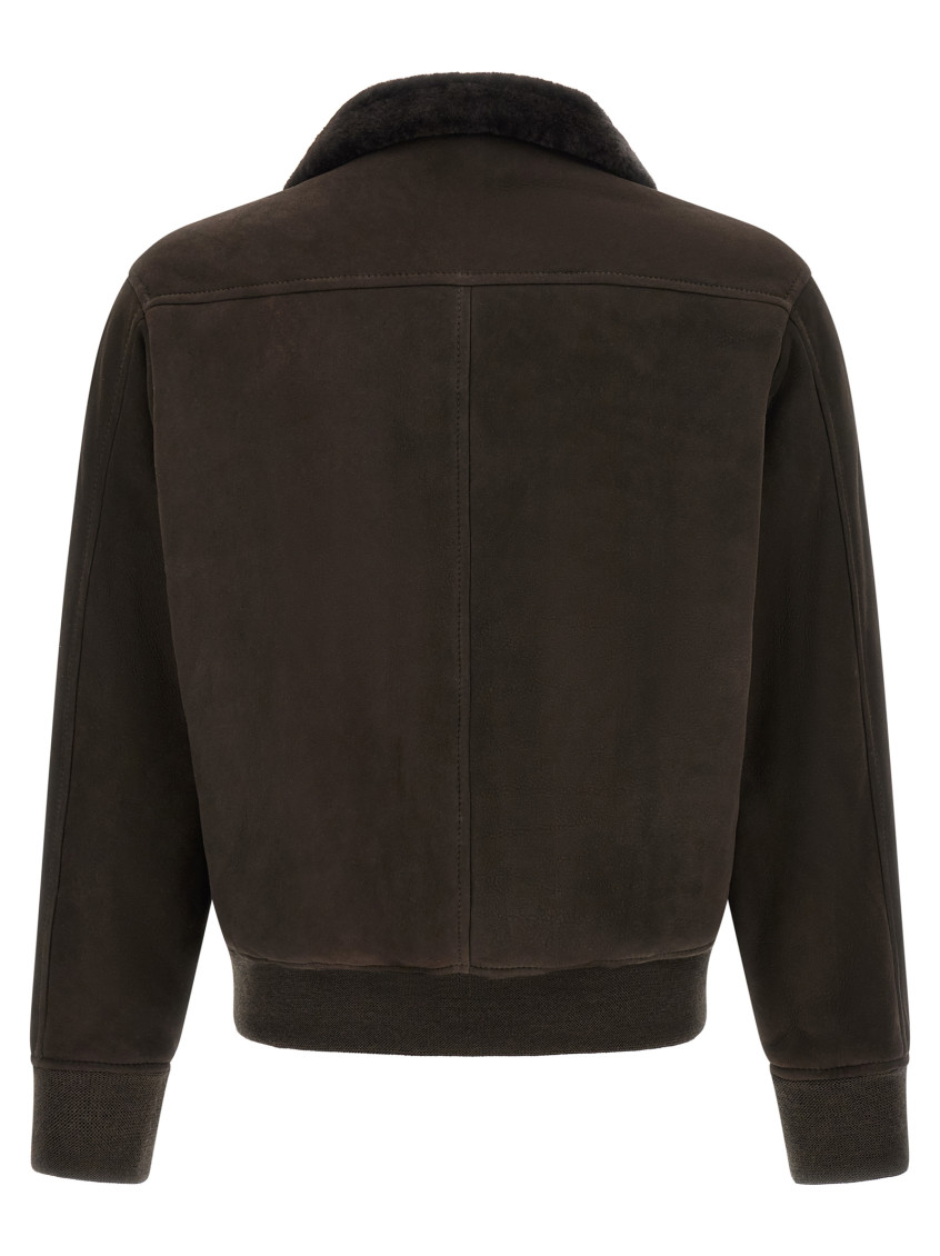Brown Solid Shirt Collar Jacket