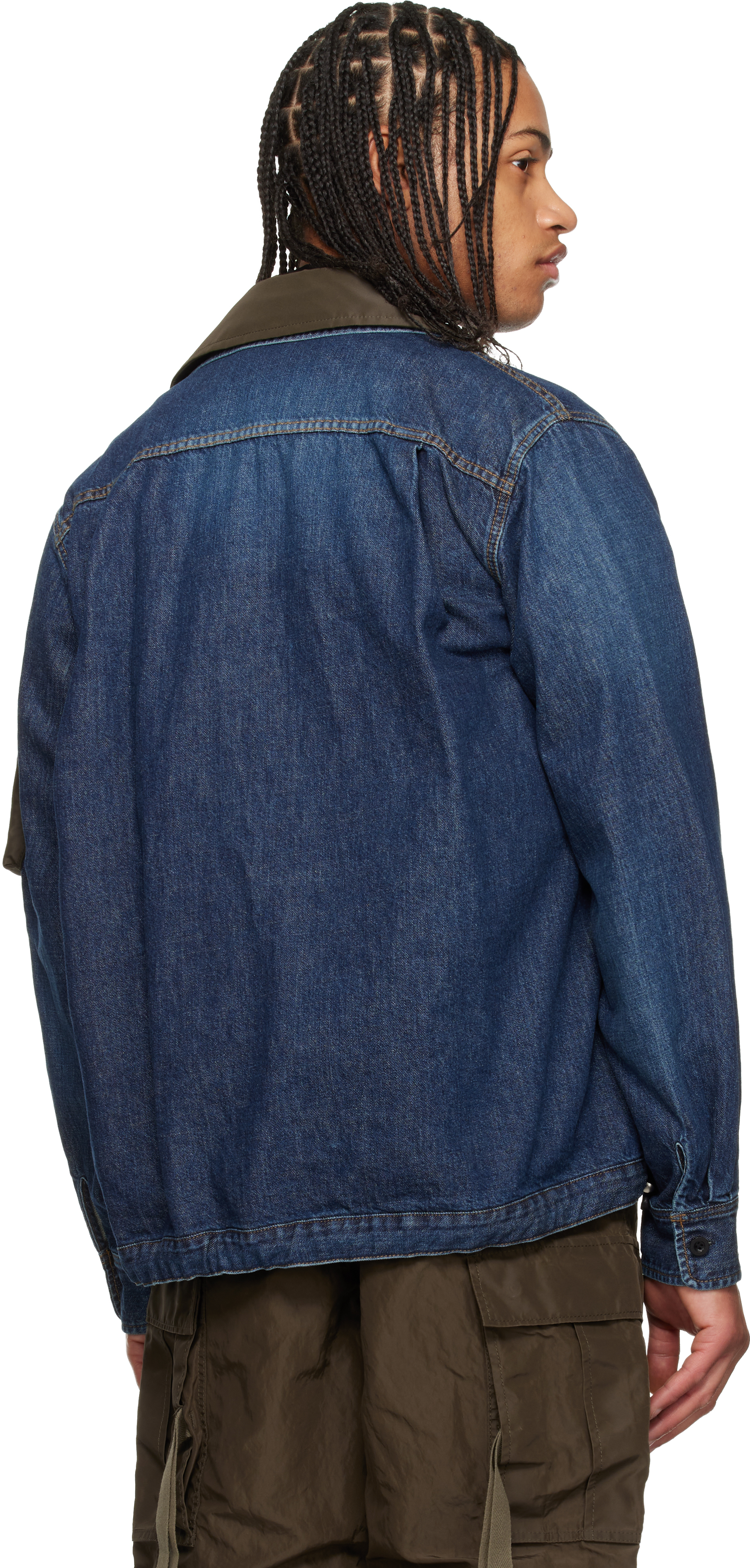 Blue Denim x Nylon Twill Blouson Denim Jacket