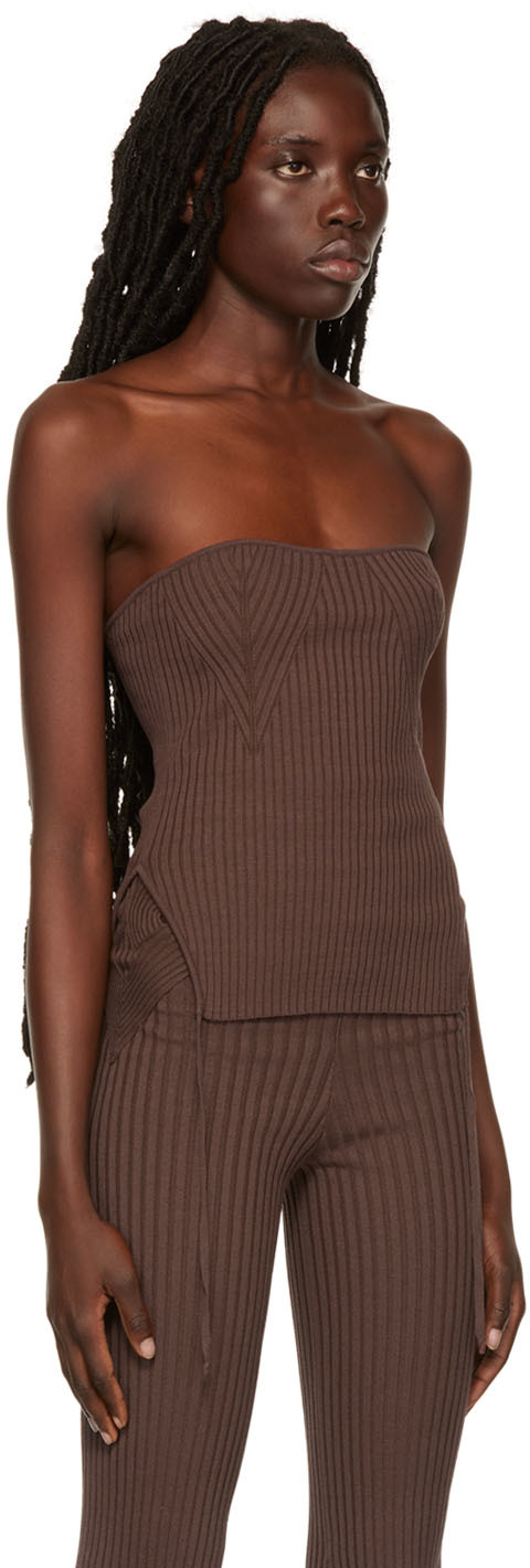 Brown ribbed camisole