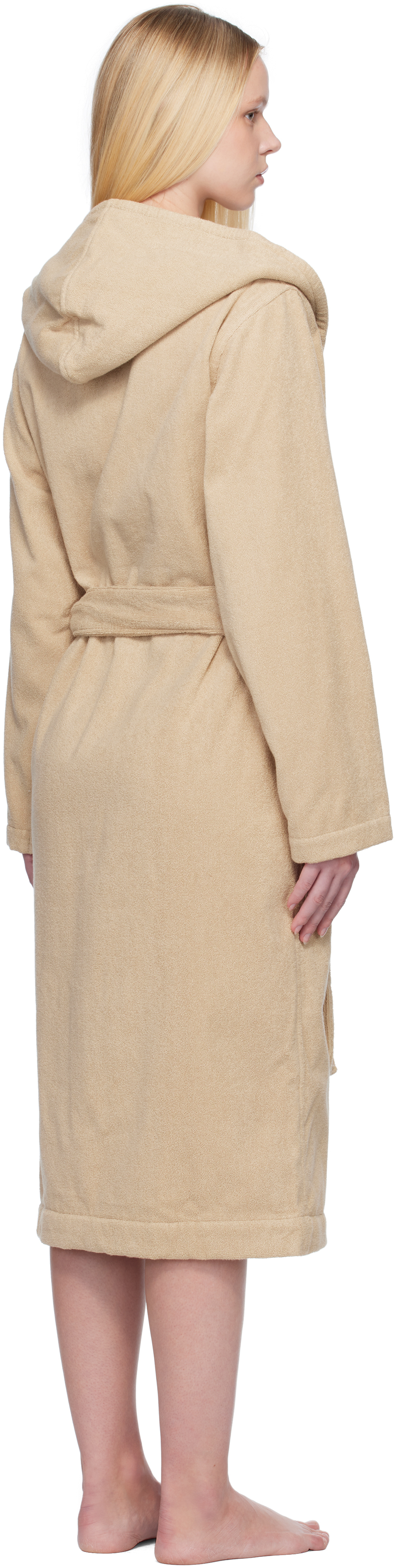Beige Terry Hooded Bathrobe