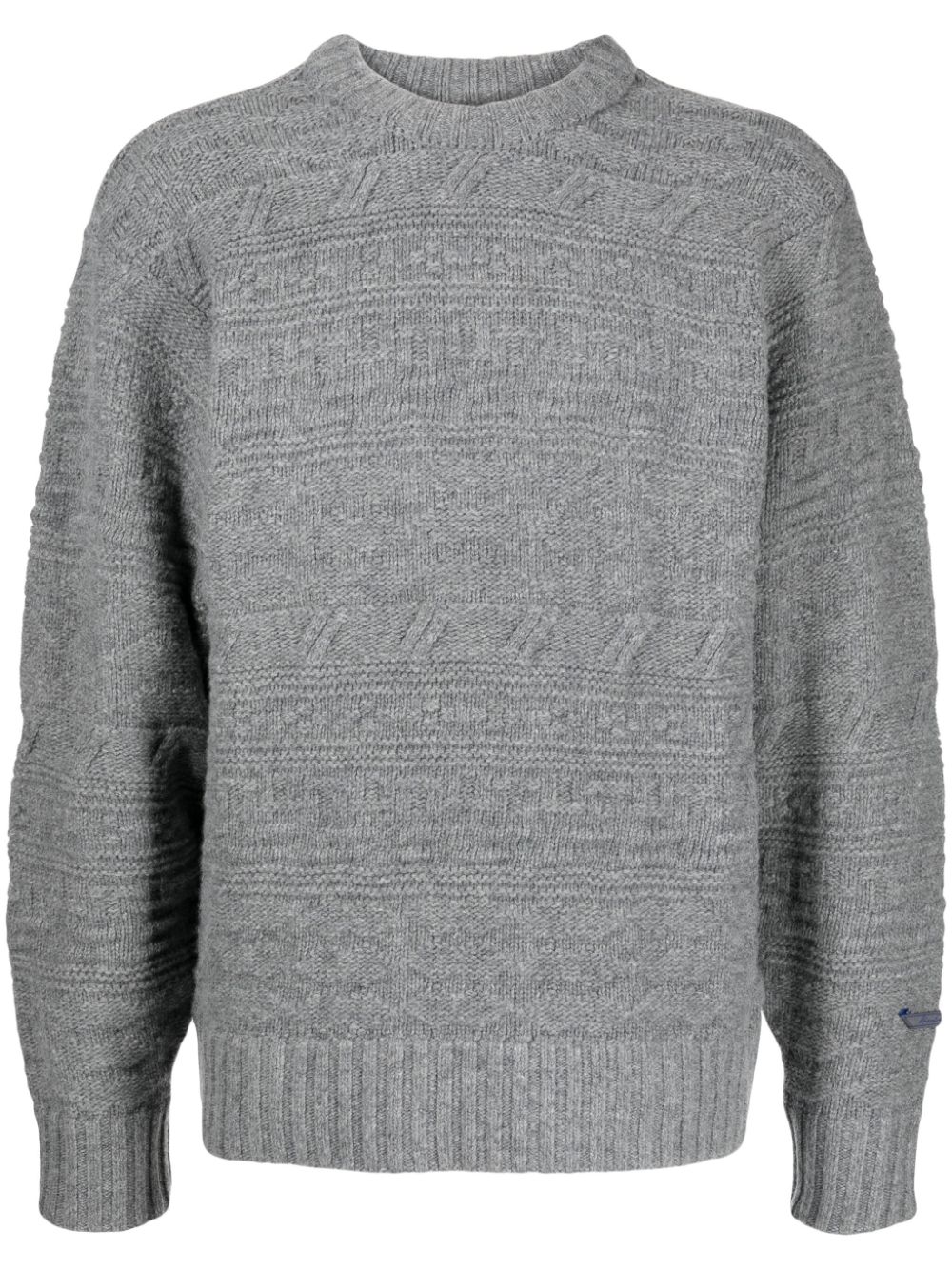 Logo-patch chunky-knit jumper - Grey