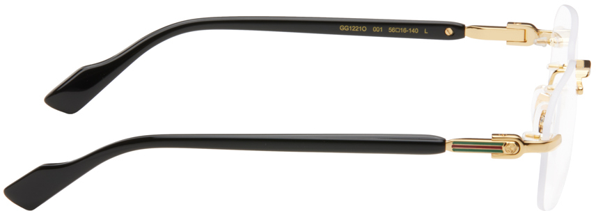 Gucci Gold & Black Rimless Glasses