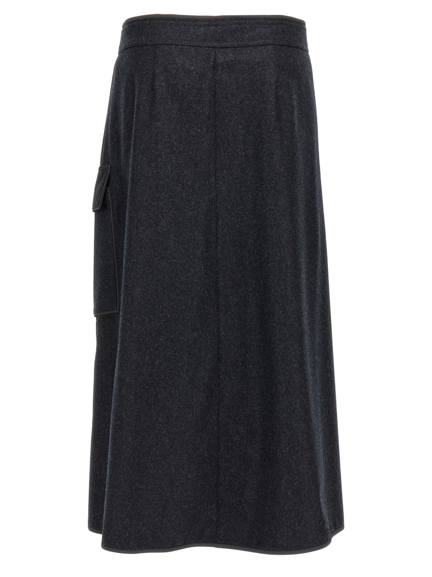 Wrap-design midi skirt - Black