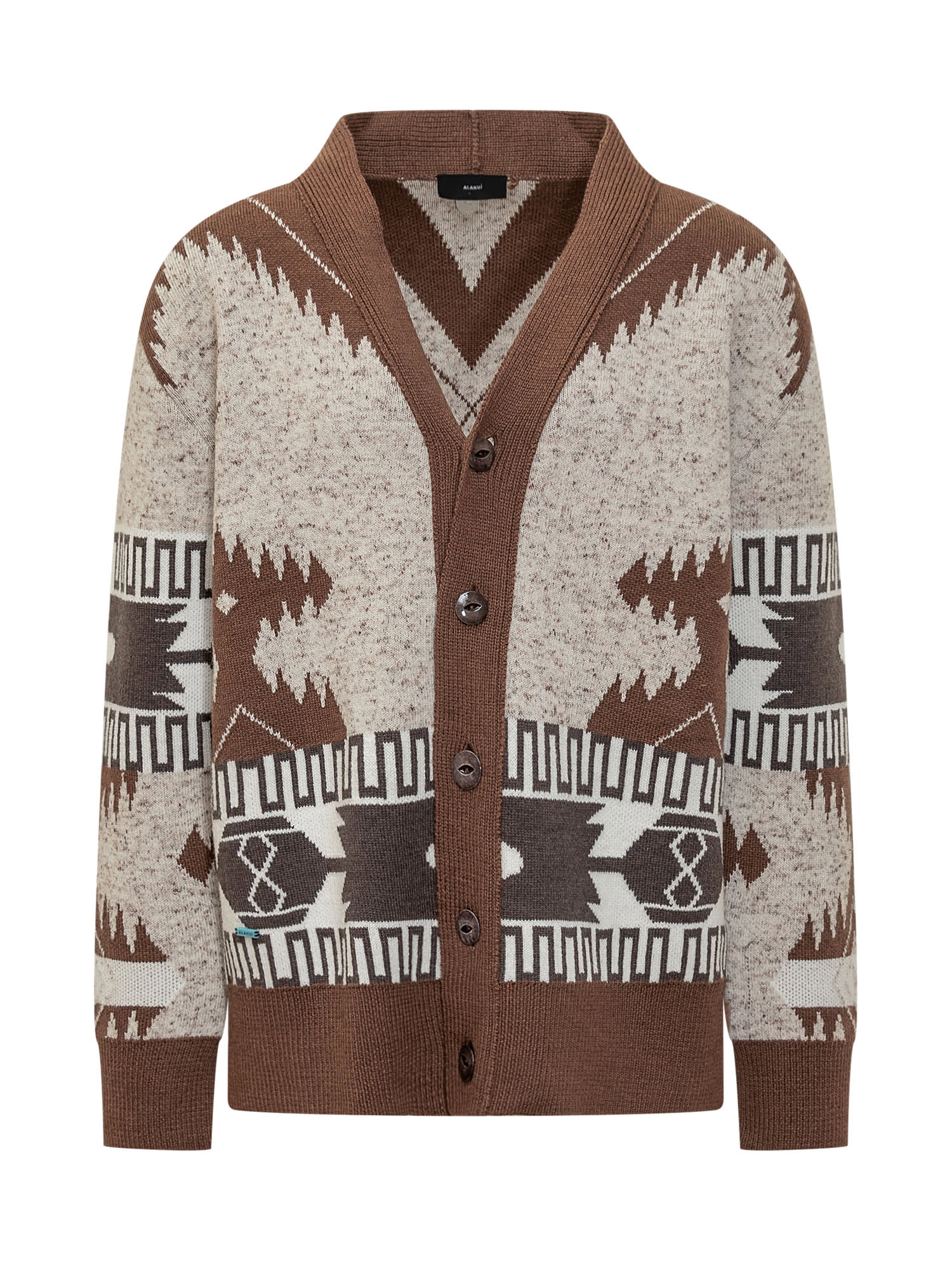 Tribal-print knitted cardigan - Neutrals